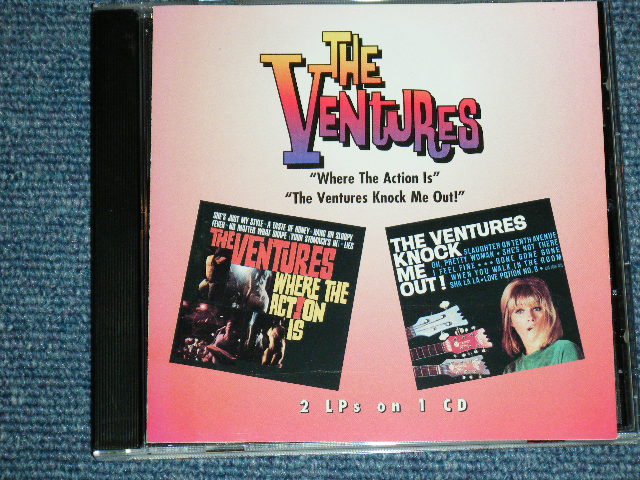THE VENTURES - WHERE THE ACTION IS + KNOCK ME OUT ( 2 in 1+ BONUS TRACK/  Ex+++/MINT- ) / 1996 US USED CD - パラダイス・レコード