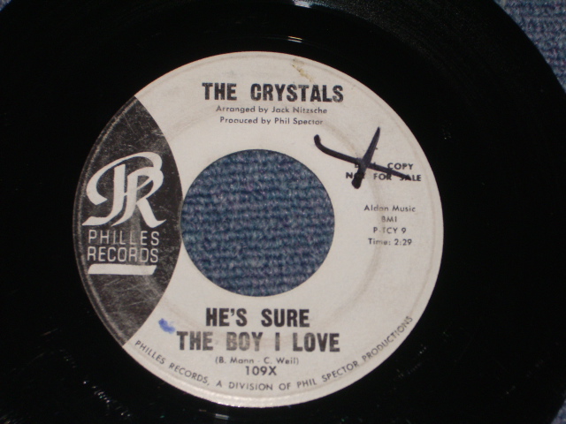 画像: THE CRYSTALS - HE 'S SURE THE BOY I LOVE ( Matrix # TCY-9 : PHIL&ANNETTE Credit : WHITE LABEL PROMO Ex-/Ex- ) / 1962 US ORIGINAL 7" SINGLE 