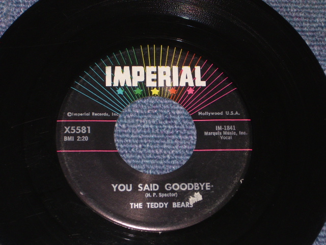 画像1: TEDDY BEARS - YOU SAID GOODBYE  ( Ex+/Ex+ ) / 1959 US ORIGINAL  7" SINGLE 