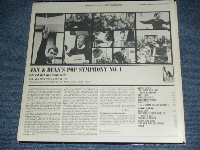 画像: BEL-AIRE POPS ORCHESTRA ( Conducted by JAN BERRY & GEROGE TIPTON )  - JAN & DEAN'S POP SYMPHONY NO.1 ( Ex++/MINT- )  / 1965 US ORIGINAL STEREO  LP 