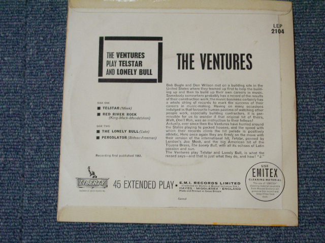 画像: THE VENTURES - PLAY TELSTAR anhd THE LONELY BULL  / 1963 UK Original 7" EP With PICTURE SLEEVE 